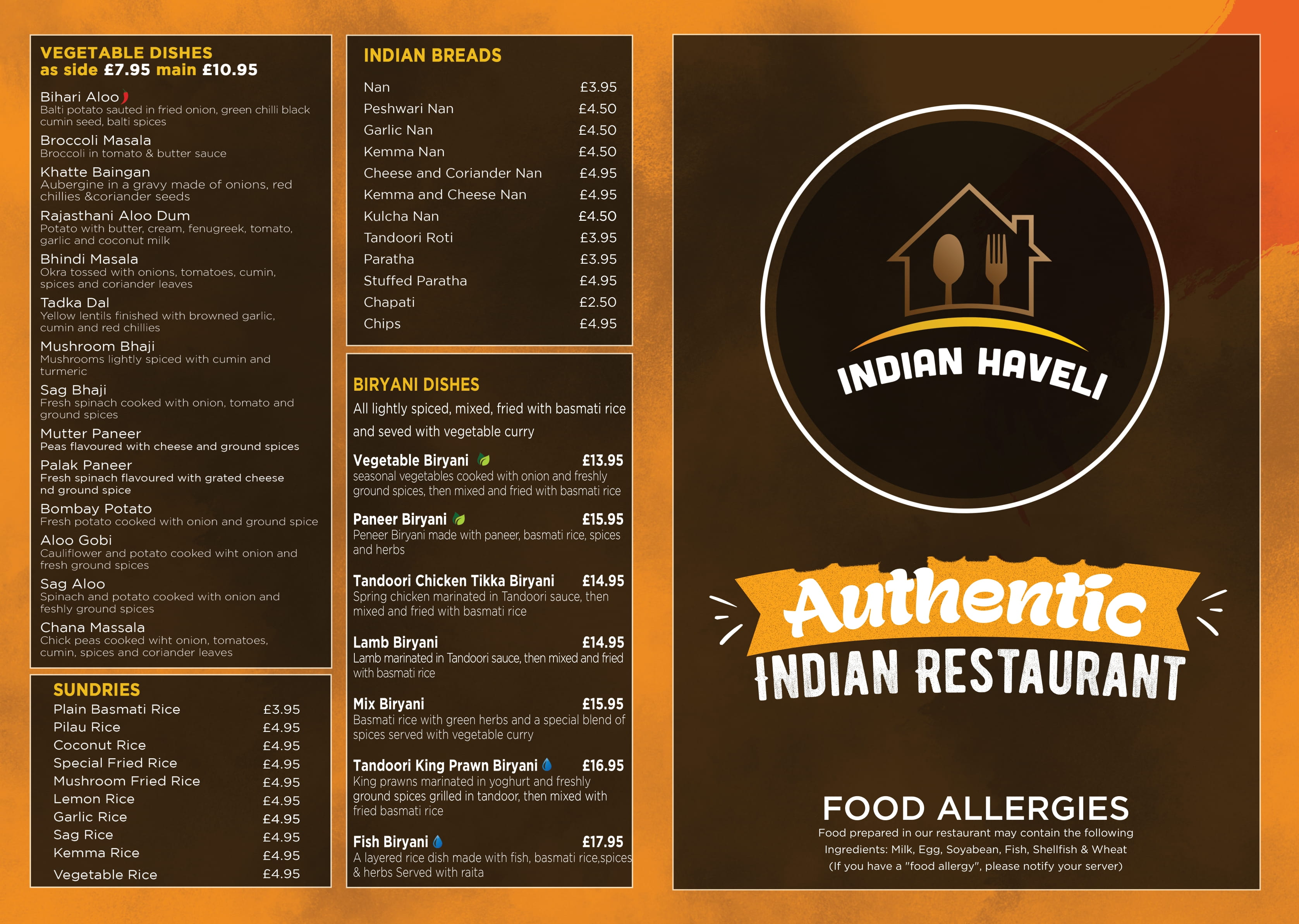 Indian Haveli Dine-in Menu Image